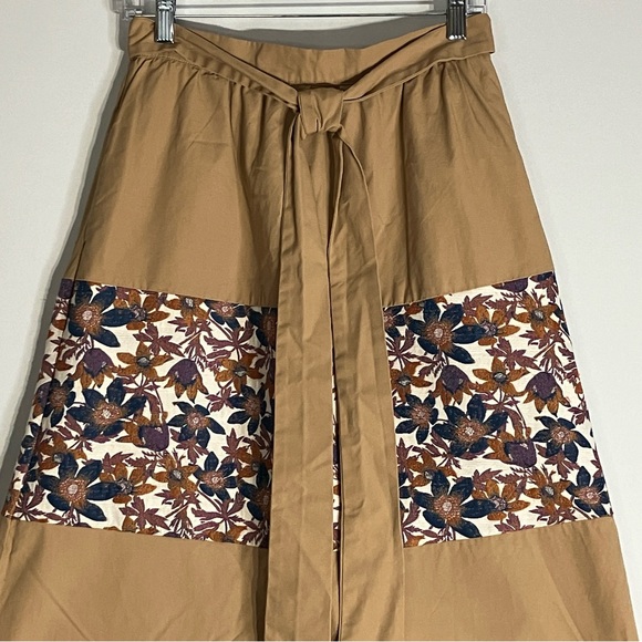 Sachin & Babi X Anthropologie Size 8 Maxi Skirt Waist Tie Jacquard Floral Used - Picture 3 of 14